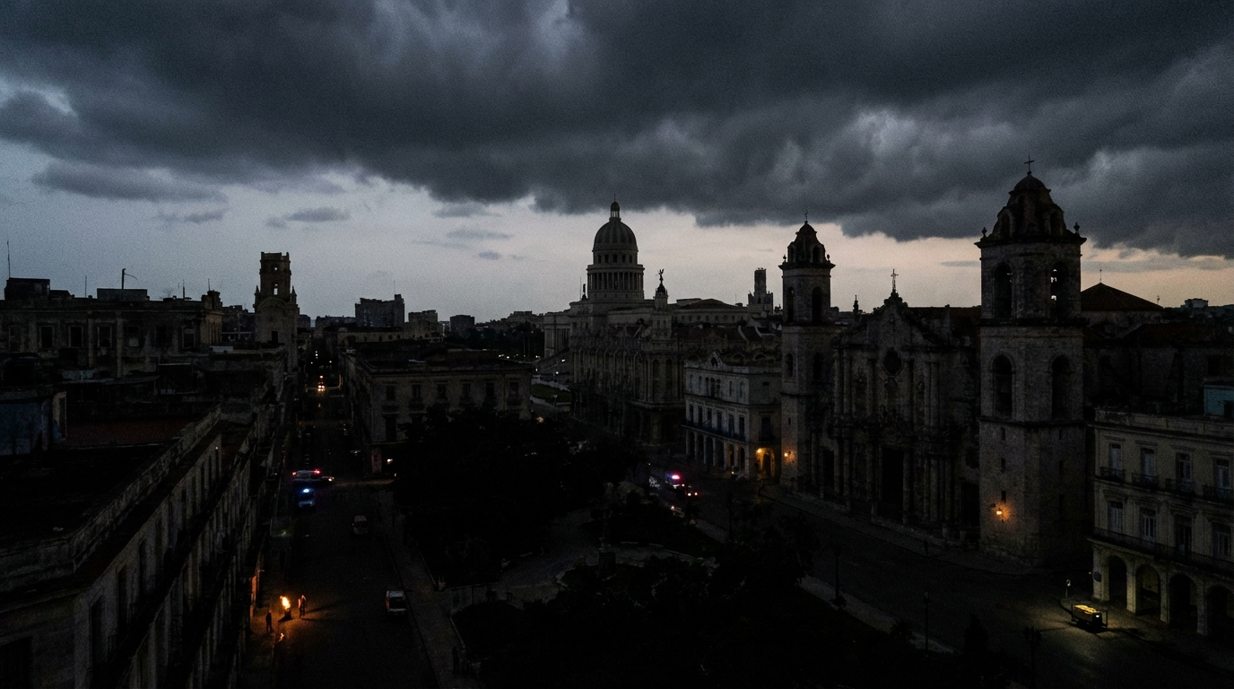 Darkened Havana skyline during blackout