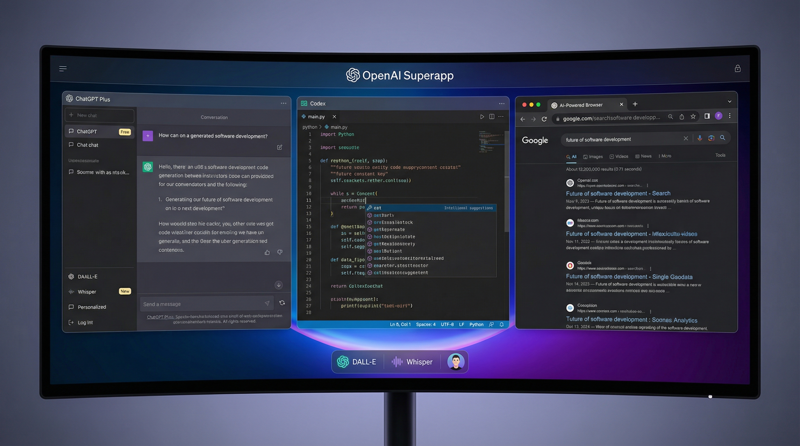 OpenAI superapp integrating ChatGPT, Codex, and Atlas browser interface