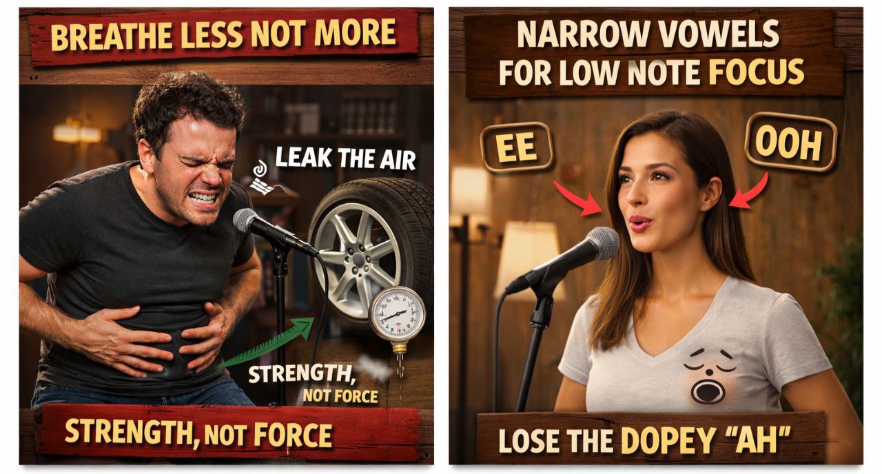 Singer monitoring rib expansion and breath support